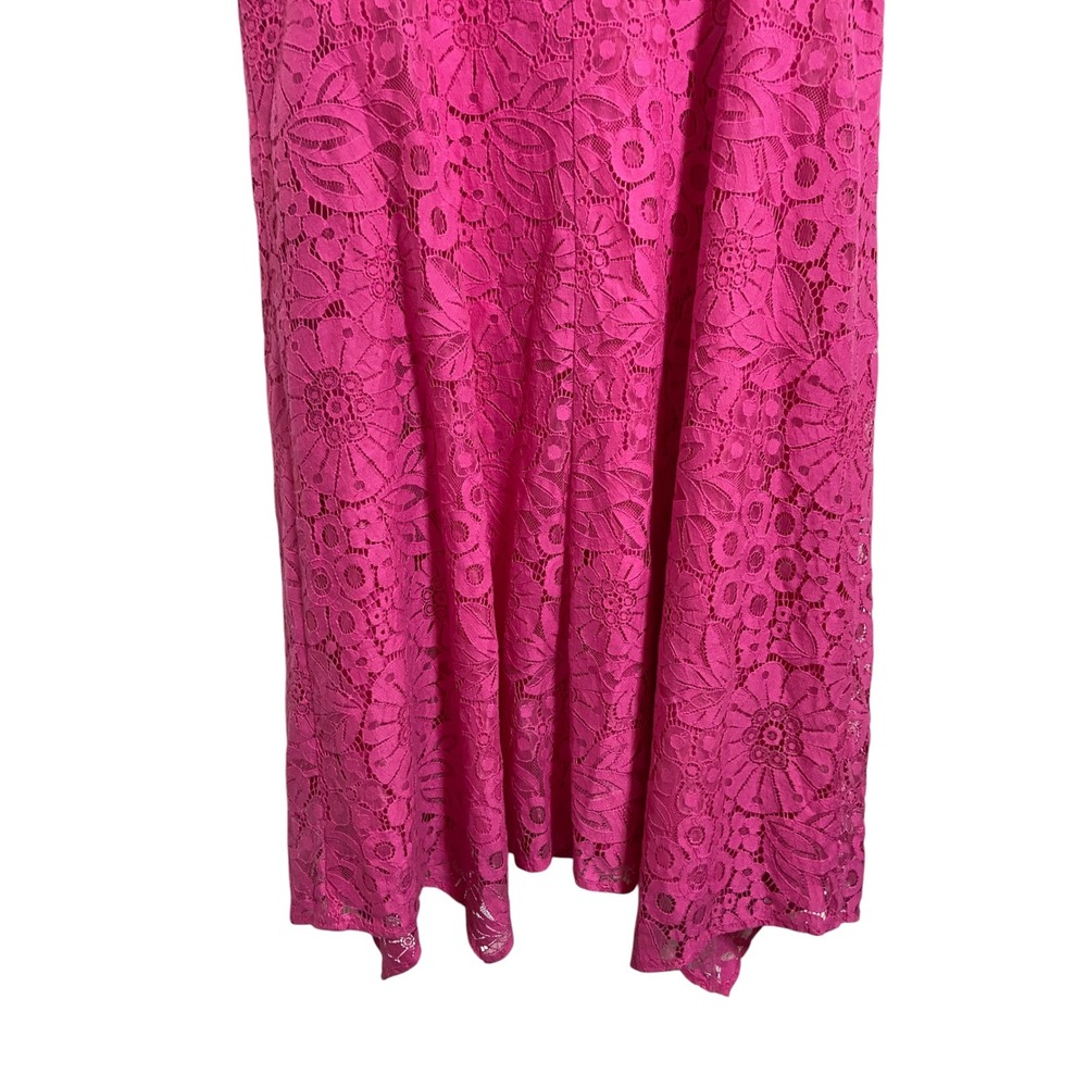 Kaari Blue Hot Pink Floral Lace A-Line Dress Barbiecore‎ Coastal Resort Garden M - Picture 9 of 9